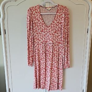 Boden Pink and White Long Sleeve Dress
